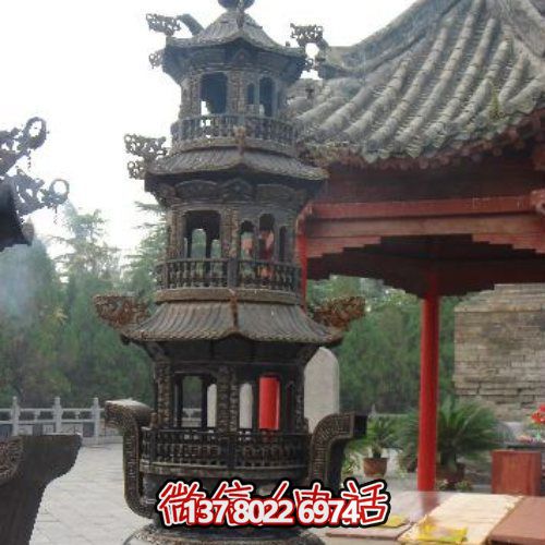 寺庙创意铜喷漆香炉博鱼平台