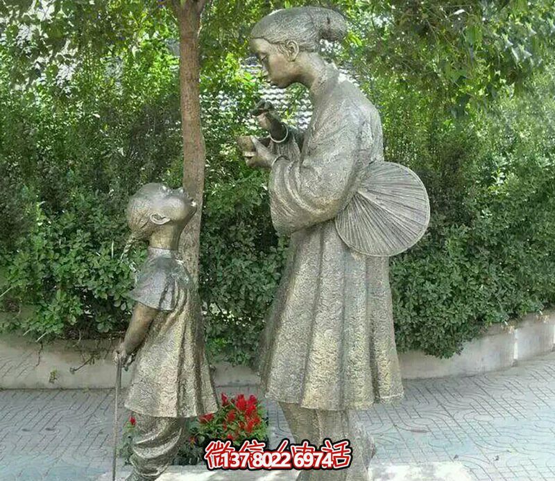 母亲喂饭公园人物铜雕亲情博鱼平台
