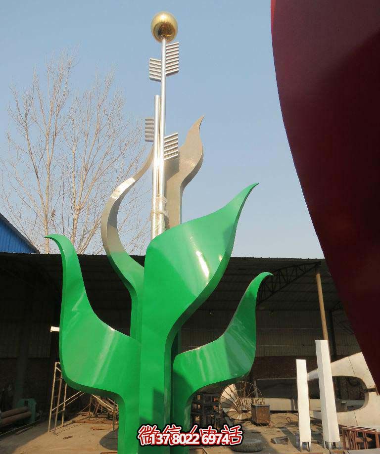 公园不锈钢抽象小麦博鱼平台