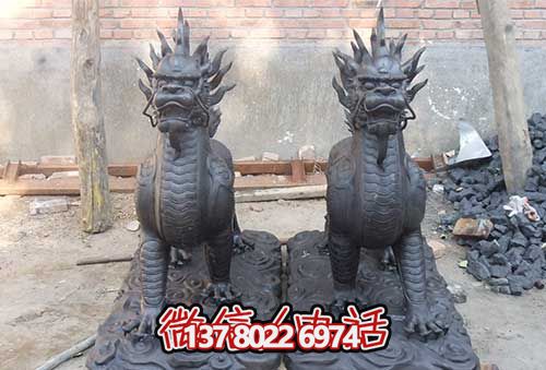 麒麟博鱼平台-不锈钢仿铜创意景观神兽麒麟博鱼平台