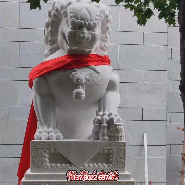 汉白玉优质石材雕刻狮子庭院大门博鱼平台摆件