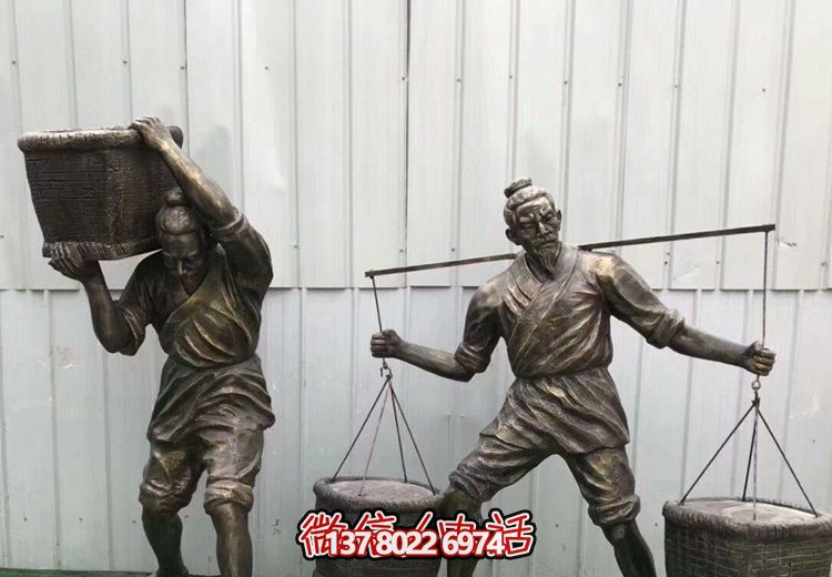 广场挑粮食人物仿真玻璃钢博鱼平台