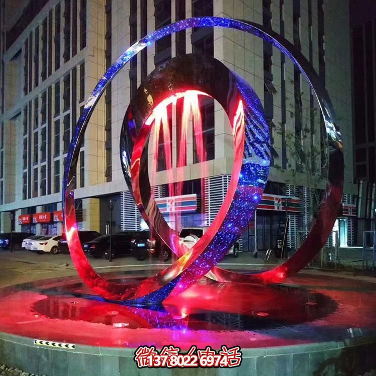 大型不锈钢发光圆环广场亮化景观博鱼平台