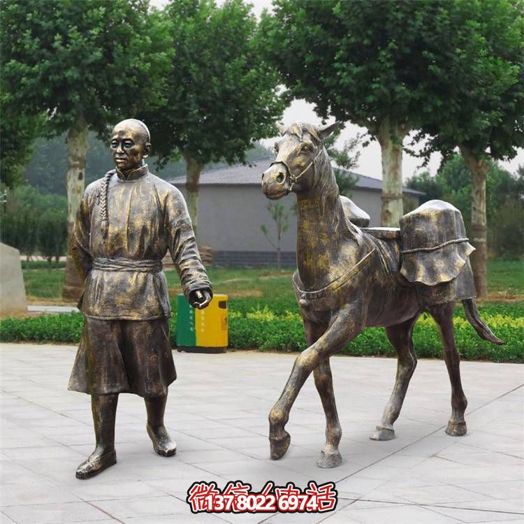 文化广场景观玻璃钢仿铜人物博鱼平台小品