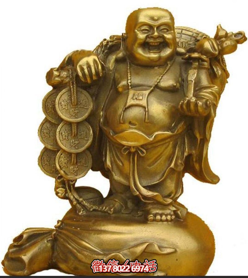 户外喷金烤漆扛着铜钱的弥勒佛博鱼平台