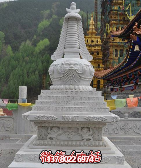 寺庙佛塔汉白玉石雕舍利塔