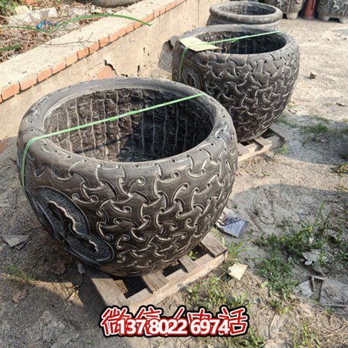 别墅庭院青石石雕浮雕鱼缸博鱼平台