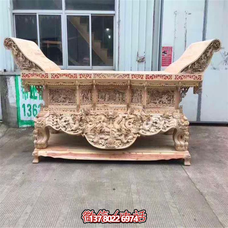 大型原色香樟木木雕园林寺院摆放供桌