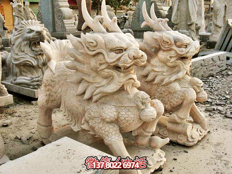 庭院门口大理石石雕神兽麒麟博鱼平台