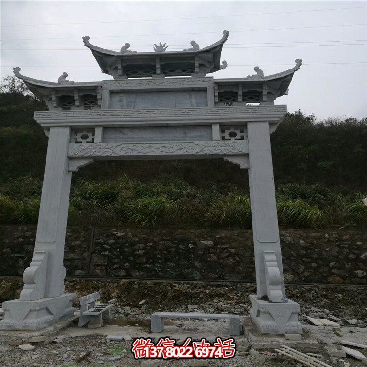 大型石雕户外单门牌坊博鱼平台