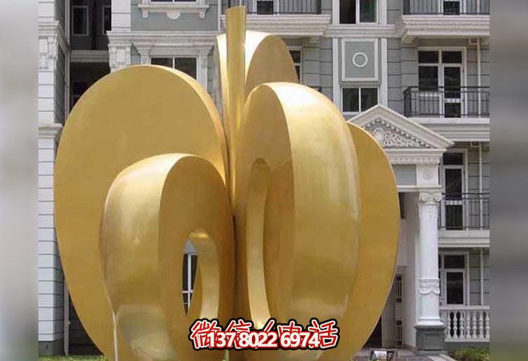 步行街不锈钢大型抽象苹果博鱼平台