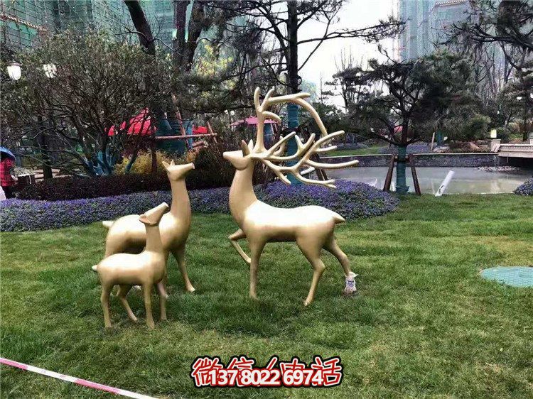 玻璃钢动物博鱼平台鹿户外公园绿地摆件