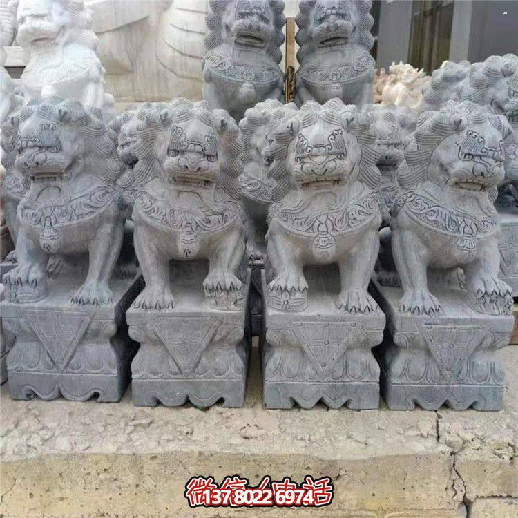 公园庭院门口汉白玉石狮子麒麟博鱼平台