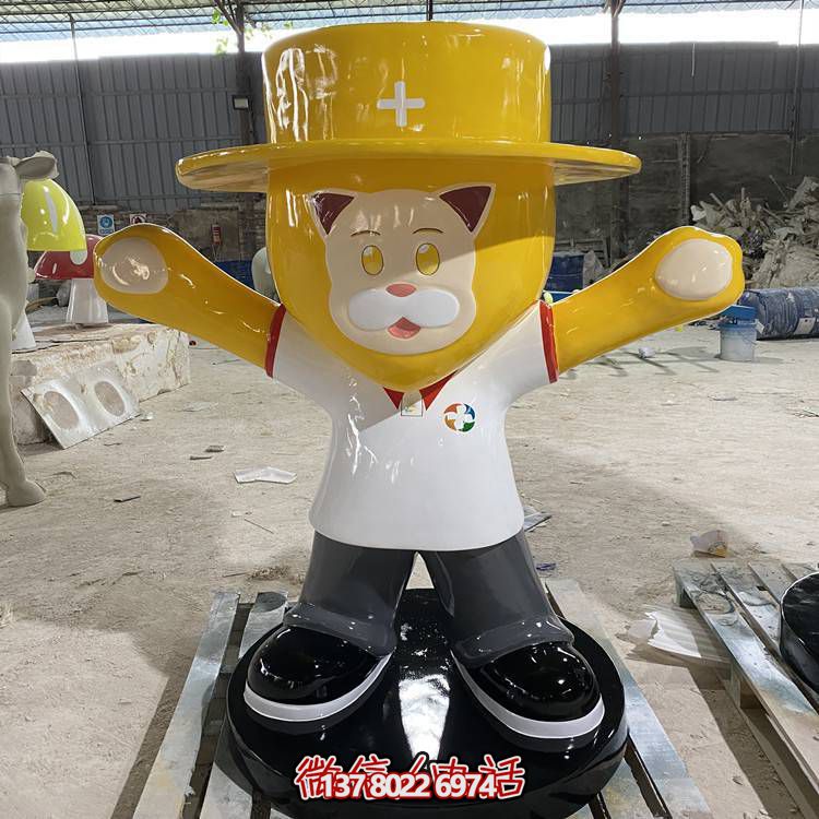 玻璃钢卡通户外园林景观公仔博鱼平台摆件
