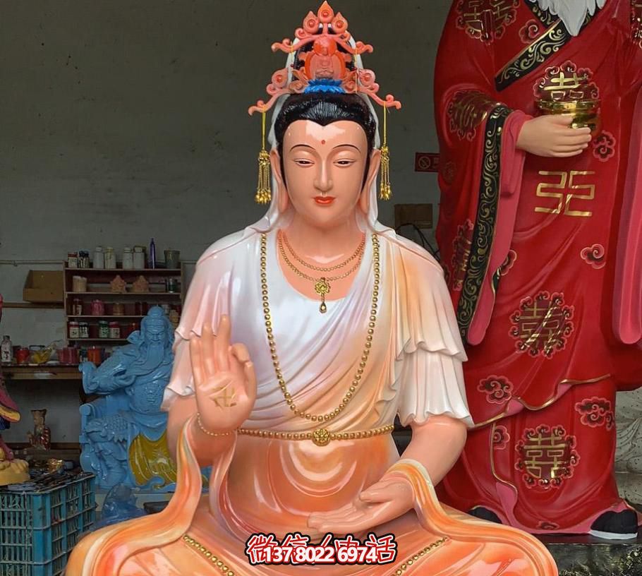 寺庙玻璃钢彩绘大型观音菩萨博鱼平台