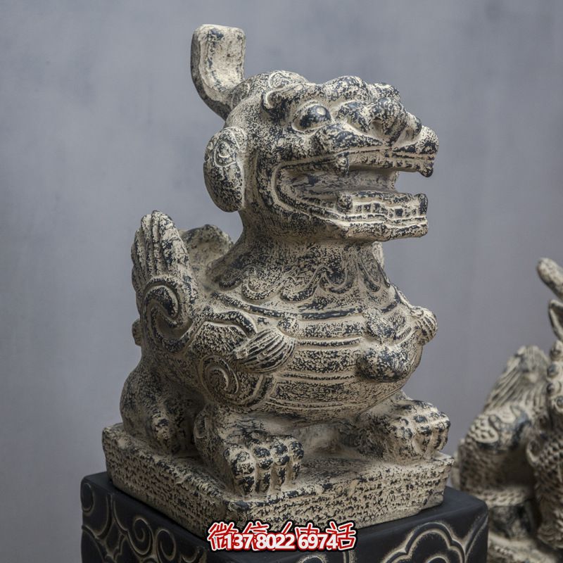 仿古做旧石雕创意公园户外貔貅博鱼平台