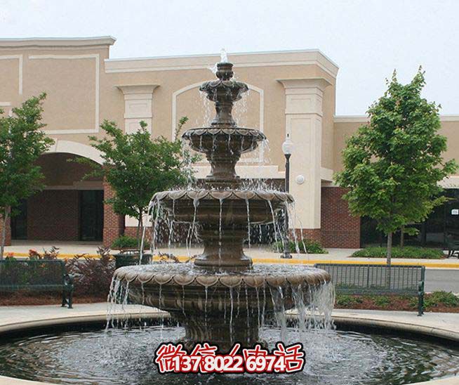 小区别墅景观石雕多层喷泉博鱼平台