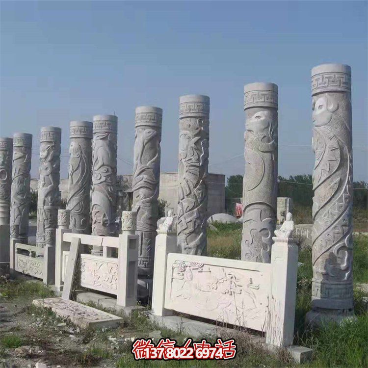 景区青石仿古石雕龙柱博鱼平台
