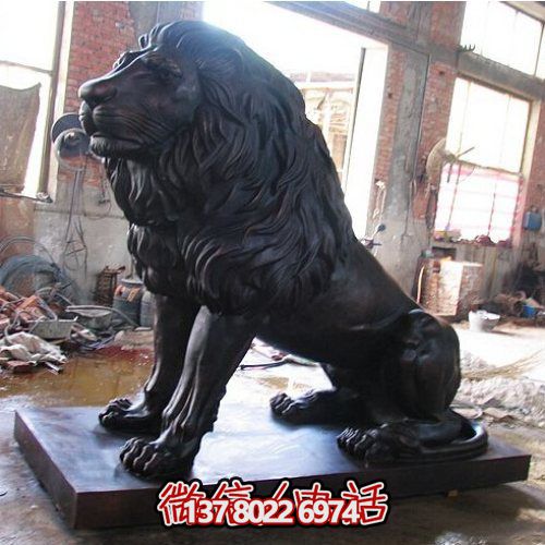 企业门口摆放黄铜铸造西洋狮子博鱼平台