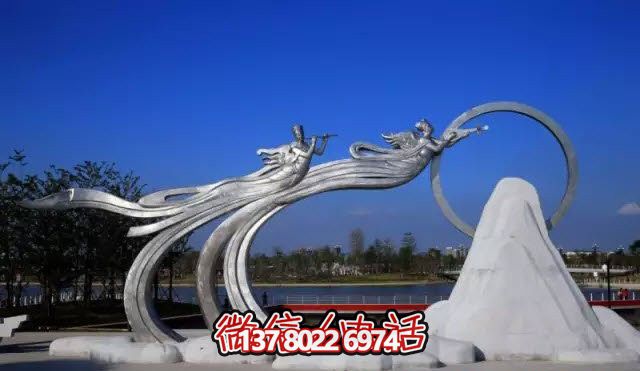 不锈钢广场抽象嫦娥奔月仙女博鱼平台