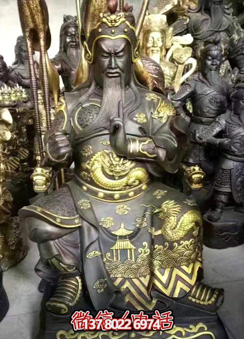景区寺庙大型景观玻璃钢关公博鱼平台