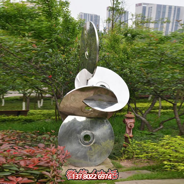 公园摆放不锈钢镜面光盘景观博鱼平台