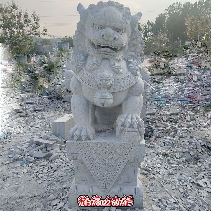 公园大型仿真动物青石石雕狮子博鱼平台