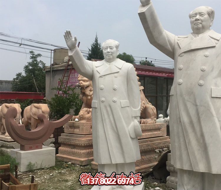 汉白玉挥手的户外广场伟人石雕毛泽东博鱼平台