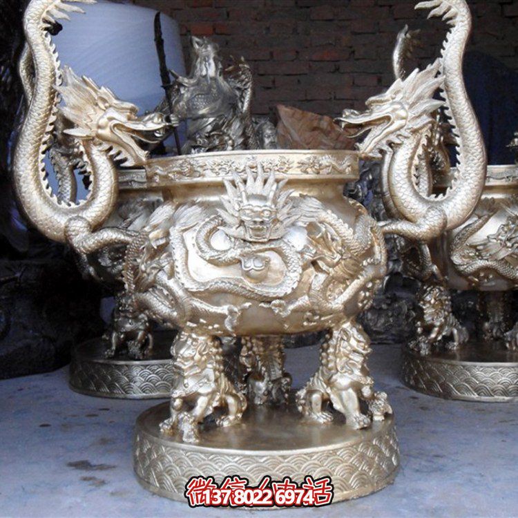 寺庙庭院铜雕浮雕龙香炉鼎博鱼平台