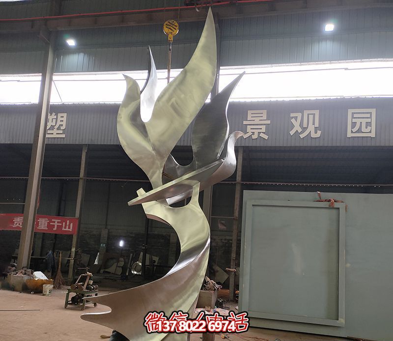 景区抽象不锈钢个性创意天鹅飞翔博鱼平台