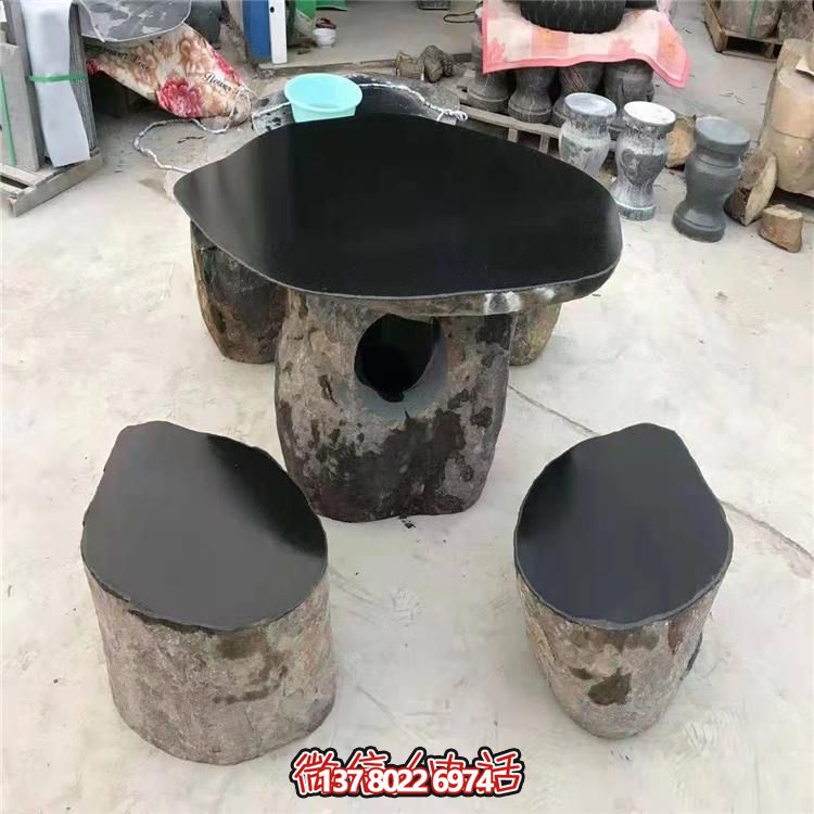 庭院公园户外大理石园林景观石桌石椅博鱼平台