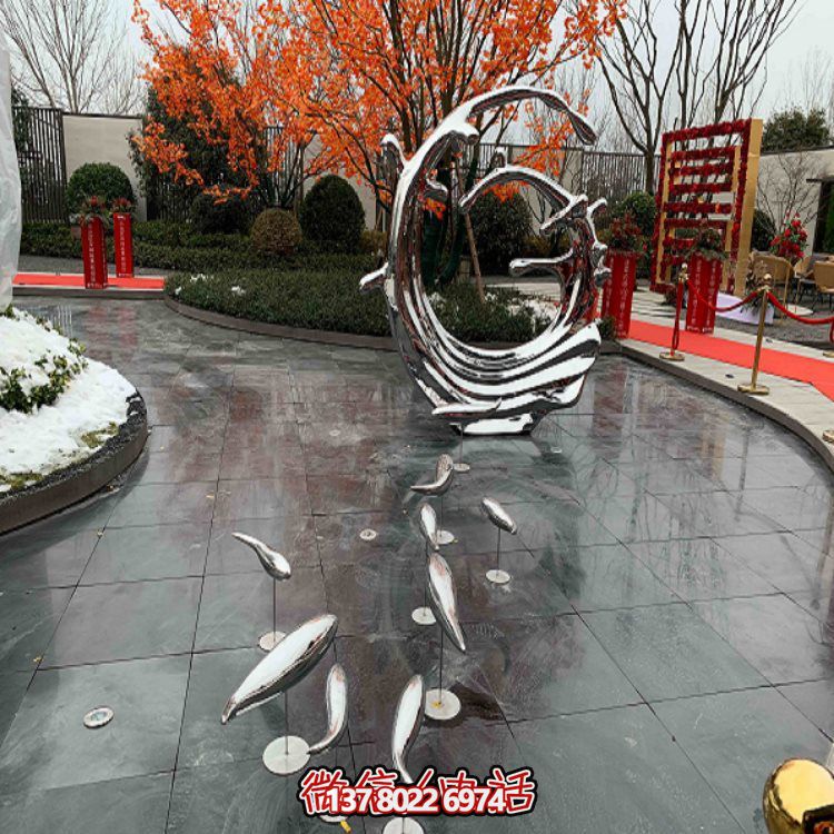 小区广场不锈钢烤漆浪花喷泉水景博鱼平台