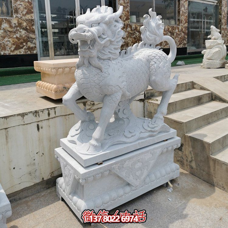 大理石石雕景观博鱼(中国)石雕麒麟博鱼平台
