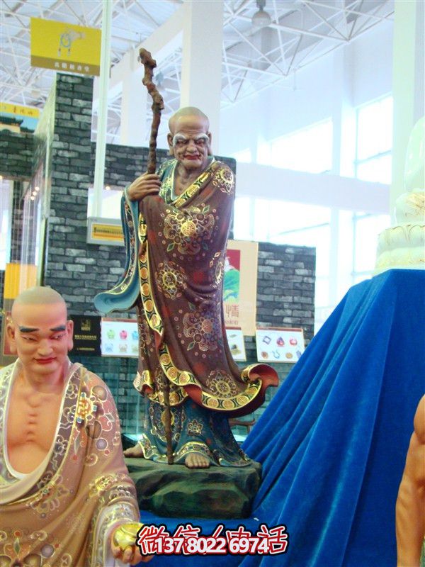 寺庙广场大型景观玻璃钢彩绘十八罗汉博鱼平台