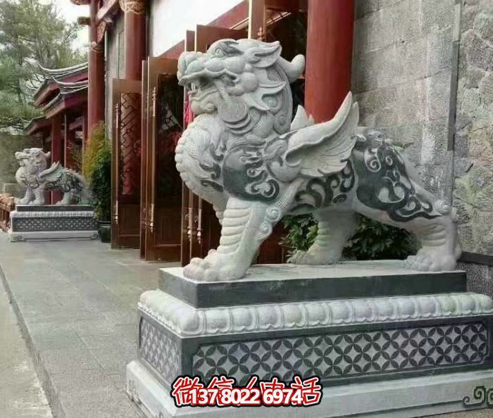 酒店门口大型大理石浮雕招财貔貅博鱼平台