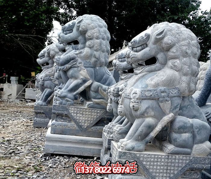 庭院祠堂创意青石石雕抽象狮子博鱼平台