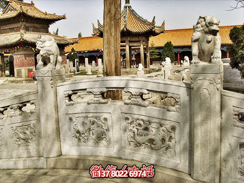 景区寺院河道大理石浮雕栏杆栏板
