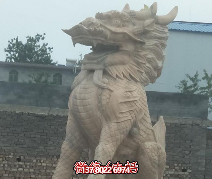 大理石石雕神兽庭院别墅麒麟博鱼平台
