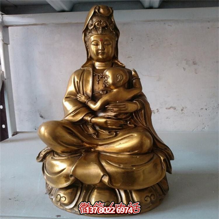 寺庙大型铸铜喷金烤漆供奉佛像送子观音博鱼平台