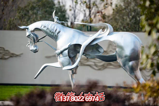 公园景区抽象不锈钢马博鱼平台