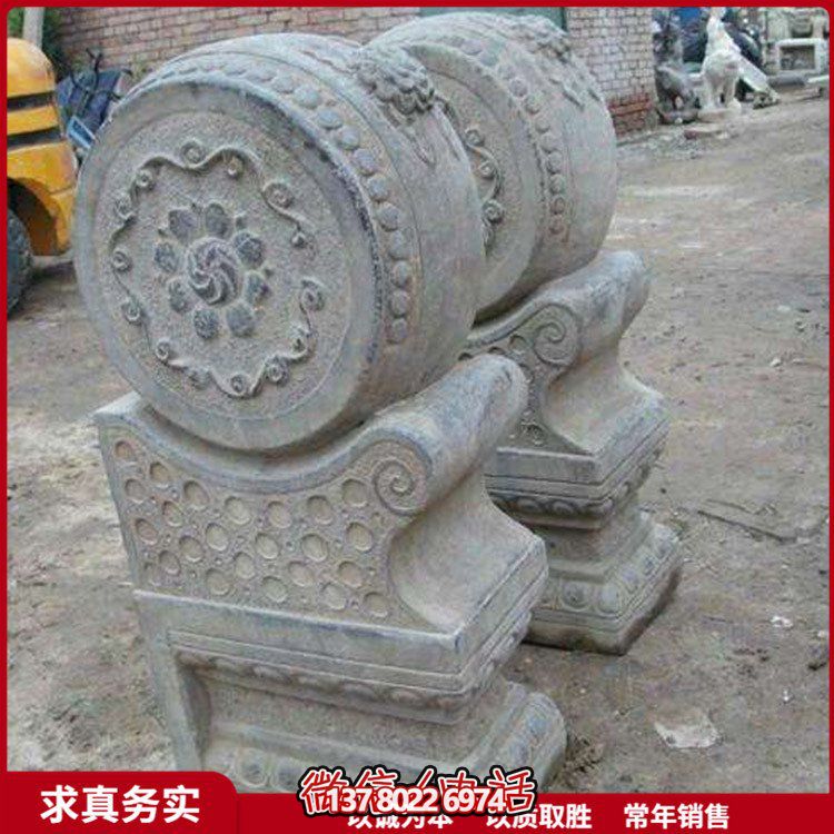 庭院门口门墩青石石雕户外一对抱鼓石博鱼平台