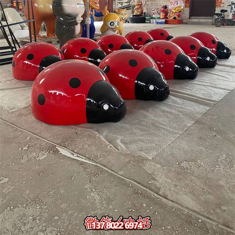户外动物园林玻璃钢卡通抽象七星瓢虫博鱼平台