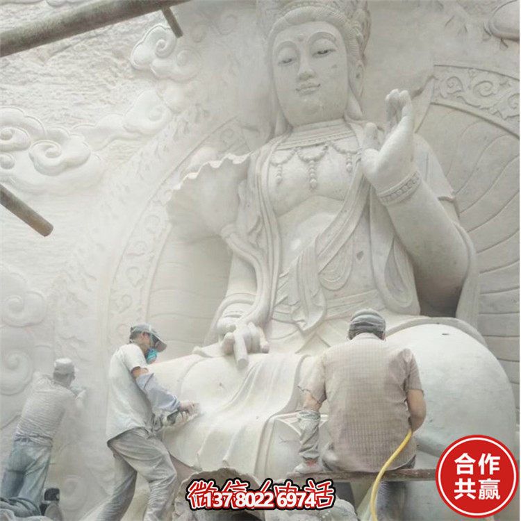 大理石石雕户外景区大型观音博鱼平台