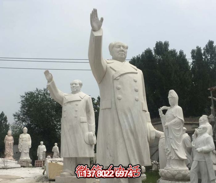 汉白玉石雕浮雕挥手的毛主席校园毛泽东博鱼平台