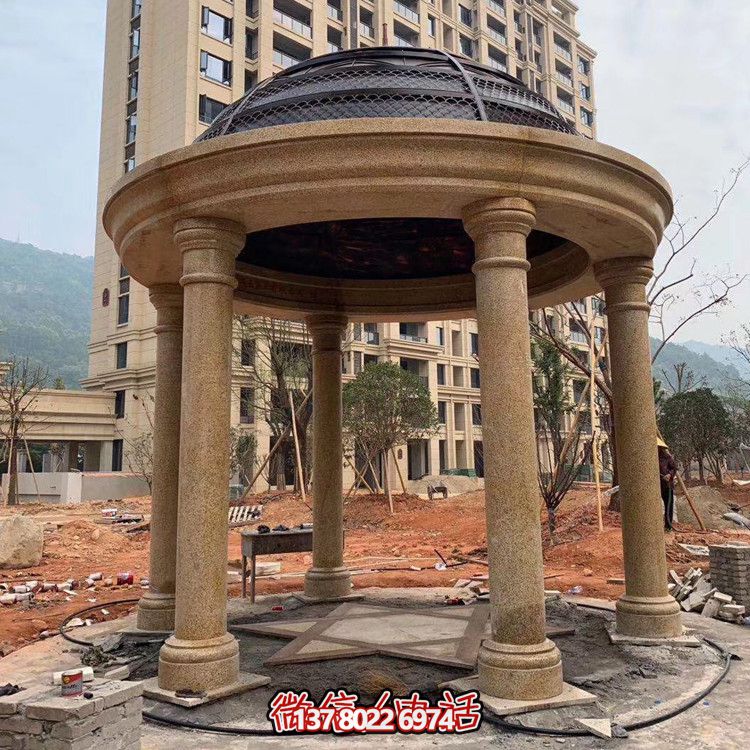 小区广场摆放花岗岩罗马柱欧石凉亭博鱼平台
