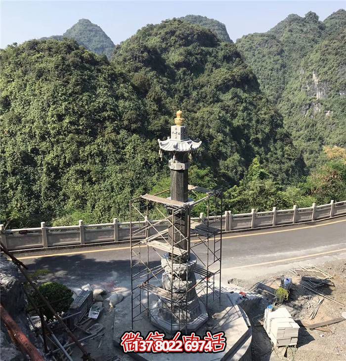 寺庙景区大理石石雕经幢博鱼平台