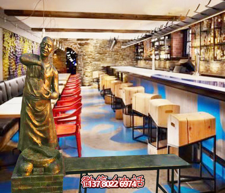 美食广场铜雕拉面小品人物玻璃钢博鱼平台