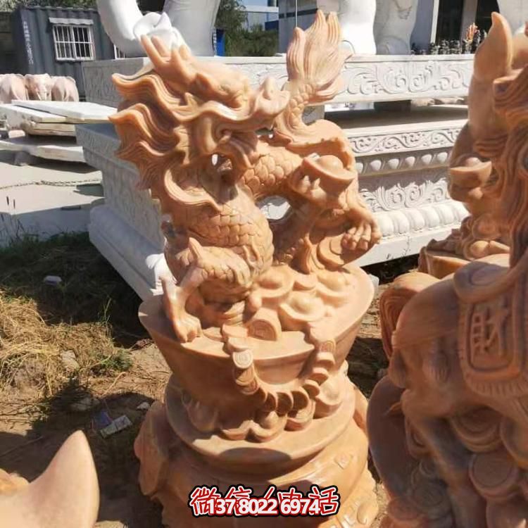 店铺开业摆放天然晚霞红石雕麒麟招财进宝博鱼平台