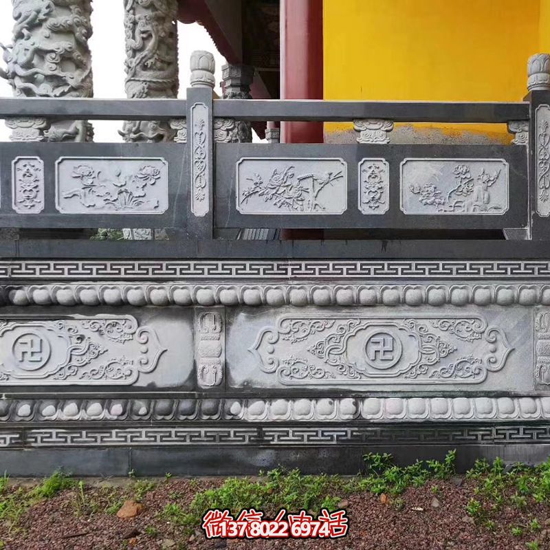 寺庙基地台大理石灰浮雕栏杆