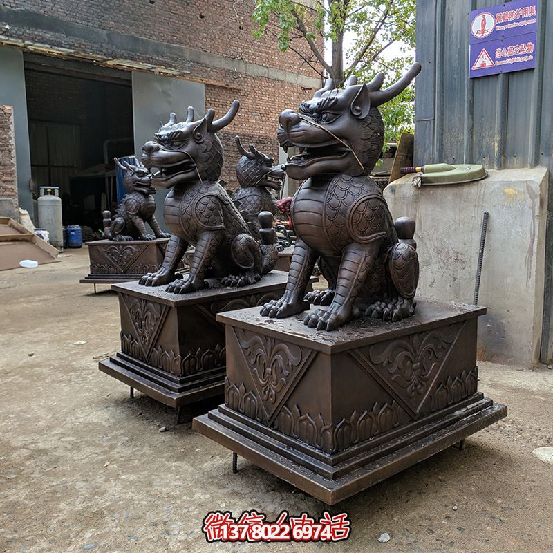 庭院别墅不锈钢仿铜创意麒麟博鱼平台